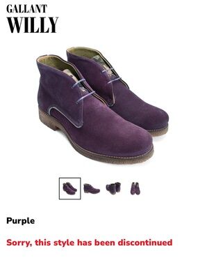 John Fluevog Gallant Willy Purple Suede and Camo Chukka Boots. Size 8
